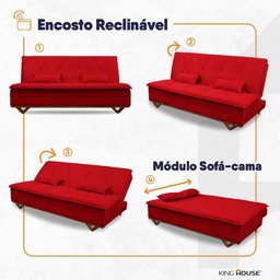 Sofá Cama Estoril 1,90m Suede Velut - King House - 8