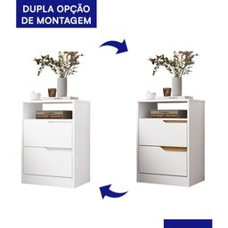 Mesa de Cabeceira Sole 2 Gavetas Flex Branco Fosco - Móveis Albatroz - 4