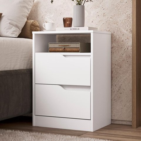 Mesa de Cabeceira Sole 2 Gavetas Flex Branco Fosco - Móveis Albatroz
