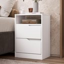Ver imagem 1 de Mesa de Cabeceira Sole 2 Gavetas Flex Branco Fosco - Móveis Albatroz