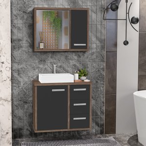 Conjunto Gabinete Banheiro com Cuba e Espelho Turin 60 Avpr