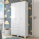 Ver imagem 2 de Guarda Roupa Infantil Júnior 3 Portas e 3 Gavetas Branco Brilho - Móveis Peroba