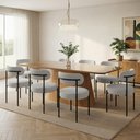 Ver imagem 1 de Mesa Jantar Vidro 200cm Kit 8 Cadeiras Aço Preto Boucle H02 - D'Rossi