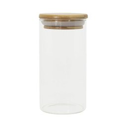 Pote de Vidro com Tampa de Bambu Oikos 300ml Hermético Redondo - 1
