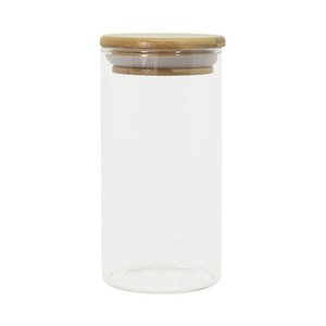 Pote de Vidro com Tampa de Bambu Oikos 300ml Hermético Redondo