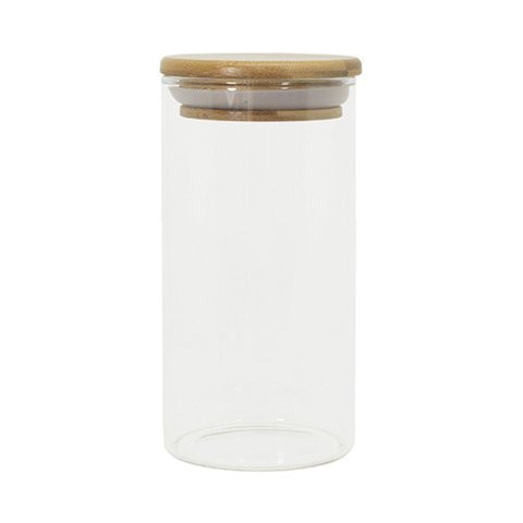 Pote de Vidro com Tampa de Bambu Oikos 300ml Hermético Redondo