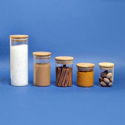 Pote de Vidro com Tampa de Bambu Oikos 300ml Hermético Redondo - 2