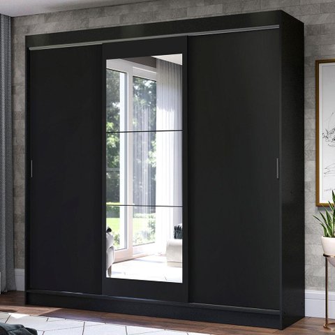 Guarda-roupa Casal Madesa Istambul 3 Portas de Correr com Espelho 3 Gavetas
