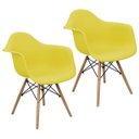Ver imagem 1 de Kit 2 Cadeiras Charles Eames Eiffel Design Wood com Braço Amarela
