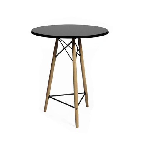 Mesa Bistrô Eames Eiffel Redonda Base Madeira Maciça 60cm Preta