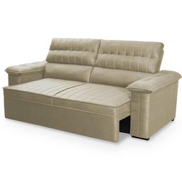 Sofá Retrátil Reclinável 3 Lugares com Molas 2,00m Quantum Suede Velut Bege - King House - 9