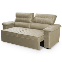 Sofá Retrátil Reclinável 3 Lugares com Molas 2,00m Quantum Suede Velut Bege - King House - 4