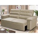 Ver imagem 1 de Sofá Retrátil Reclinável 3 Lugares com Molas 2,00m Quantum Suede Velut Bege - King House