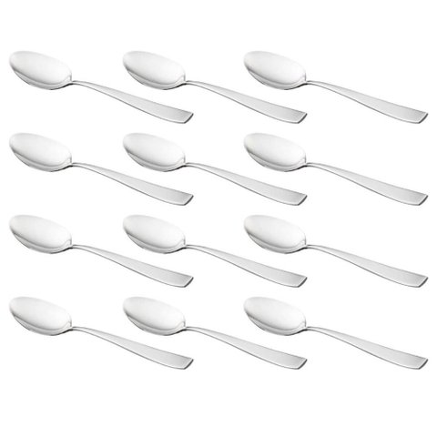 Conjunto 12 Colheres Aço Inox para Sobremesa 19cm Pisa Talheres Mesa Posta Cozinha