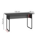 Ver imagem 3 de Mesa Escrivaninha Office 135 Cm P1070 Grafite Preto Pp Milani Store