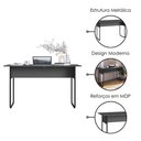 Ver imagem 4 de Mesa Escrivaninha Office 135 Cm P1070 Grafite Preto Pp Milani Store