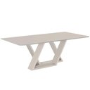 Ver imagem 1 de Mesa de Jantar Livia Flora 180 cm Retangular Borda Arredondada Madeira Vidro Colado Laca Off White