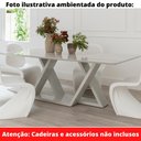 Ver imagem 4 de Mesa de Jantar Livia Flora 180 cm Retangular Borda Arredondada Madeira Vidro Colado Laca Off White
