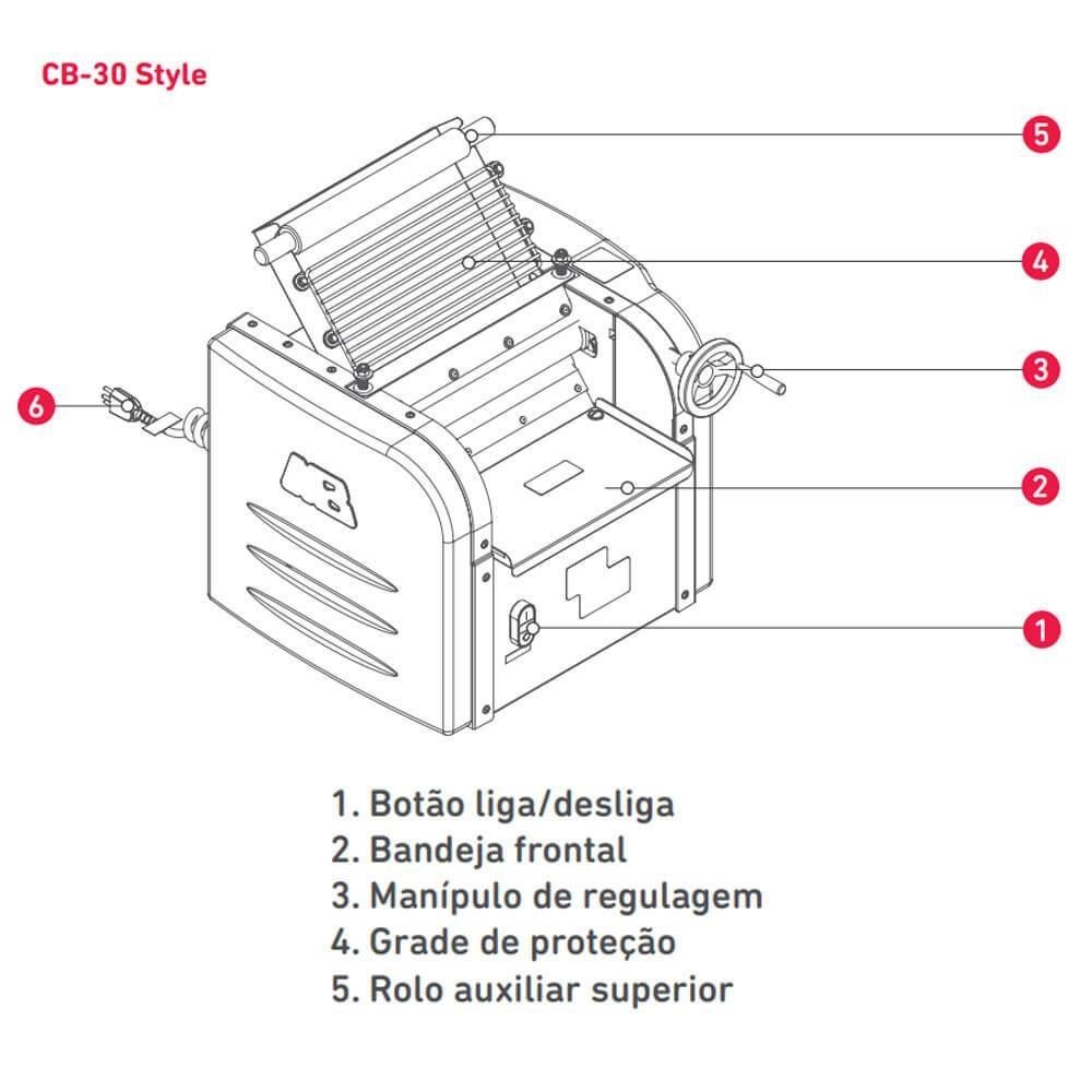 Máquina Cilindro para Sovar Massa 30 Cm Braesi Cb-30 1/2 Style Bivolt Inmetro - 2