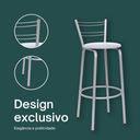 Ver imagem 4 de Kit 6 Banquetas para Balcão Flórida Prata Bistrô Ilhas Cozinha Gourmet Bares