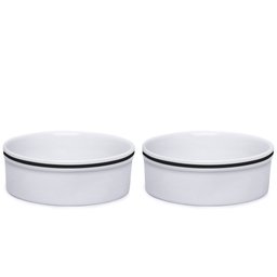 Kit Comedouro e Bebedouro de Porcelana Para Cachorro Gato 600ml Listra Preta - 1