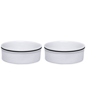 Kit Comedouro e Bebedouro de Porcelana Para Cachorro Gato 600ml Listra Preta