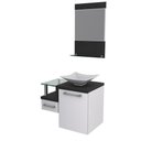 Ver imagem 1 de Gabinete para Banheiro C-cuba L34 e Espelheira Legno 631 Branco Chess C-preto Ônix