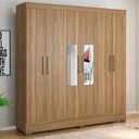 Ver imagem 1 de Guarda Roupa Casal 6 Portas com Espelho e 3 Gavetas Prático - Amêndola Touch