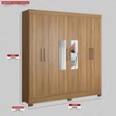 Ver imagem 2 de Guarda Roupa Casal 6 Portas com Espelho e 3 Gavetas Prático - Amêndola Touch