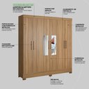 Ver imagem 5 de Guarda Roupa Casal 6 Portas com Espelho e 3 Gavetas Prático - Amêndola Touch