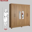Ver imagem 4 de Guarda Roupa Casal 6 Portas com Espelho e 3 Gavetas Prático - Amêndola Touch