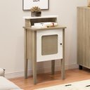 Ver imagem 4 de Kit 2 Mesas de Cabeceira 100% MDF Porta Reversível com Detalhes Curvos Marrom