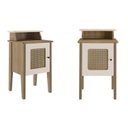 Ver imagem 1 de Kit 2 Mesas de Cabeceira 100% MDF Porta Reversível com Detalhes Curvos Marrom