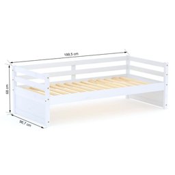 Cama Solteiro Eco Madeira Maciça Branco Mobilistore - 2