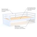Ver imagem 3 de Cama Solteiro Eco Madeira Maciça Branco Mobilistore