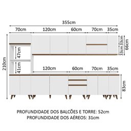 Armário de Cozinha Completa 355cm Branco Reims da Sabrina Madesa - 4