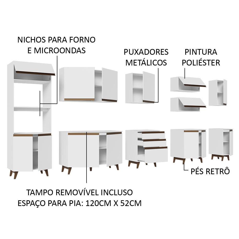 Armário de Cozinha Completa 355cm Branco Reims da Sabrina Madesa - 5