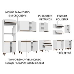 Armário de Cozinha Completa 355cm Branco Reims da Sabrina Madesa - 5