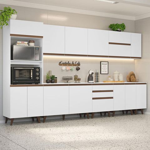 Armário de Cozinha Completa 355cm Branco Reims da Sabrina Madesa