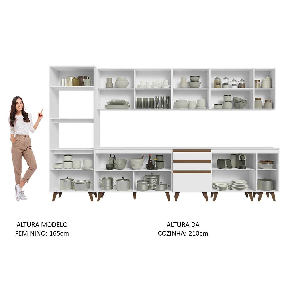 Armário de Cozinha Completa 355cm Branco Reims da Sabrina Madesa - 6