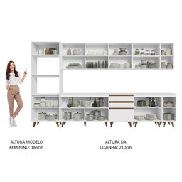 Armário de Cozinha Completa 355cm Branco Reims da Sabrina Madesa - 6