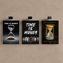 Ver imagem 2 de Kit 3 Quadro Decorativo Dinheiro Money Riqueza Tempo Quarto Qualidade Premium Moderno 28x20cm