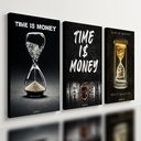 Ver imagem 1 de Kit 3 Quadro Decorativo Dinheiro Money Riqueza Tempo Quarto Qualidade Premium Moderno 28x20cm