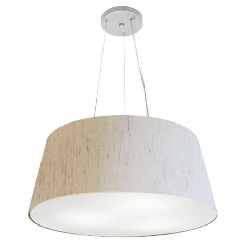 Lustre Pendente Cone Vivare Md-4062 Cúpula em Tecido 25/60x50cm - Bivolt Linho Bege 127/220v