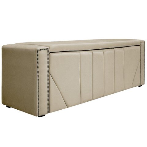 Calçadeira Baú Solteiro 90 Cm Para Cama Box Corano Bege