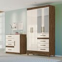 Ver imagem 2 de Guarda Roupa 4 Portas com Espelho Sobral Castanho Wood Off White 870030 Moval