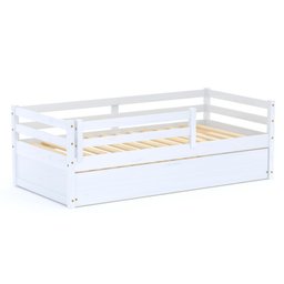 Bicama Infantil Eco com Grade de Proteção Madeira Maciça Branco Mobilistore - 1