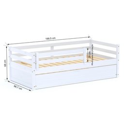 Bicama Infantil Eco com Grade de Proteção Madeira Maciça Branco Mobilistore - 3