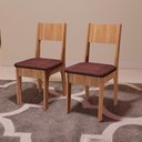 Ver imagem 1 de Conjunto 2 Cadeiras de Jantar Estofadas 90cm Freijó Cor:freijó com Marrom