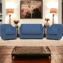 Ver imagem 1 de Kit Namoradeira + 4 Poltronas Decorativas para Sala Mila Suede Cores Pé de Plastico Cromado